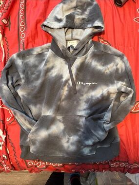 Champion hoodie  Black and White Tie-Dye Hoodie